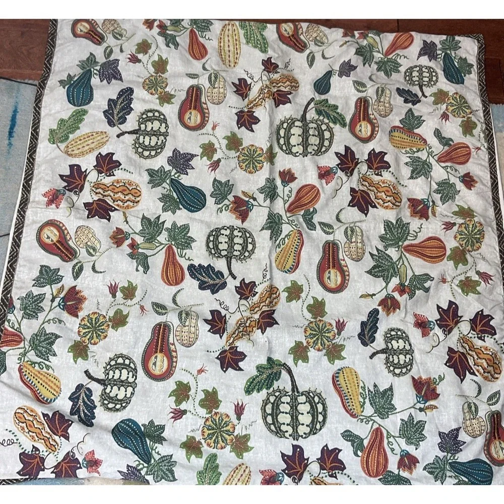 Pottery Barn‎  Aldo Pumpkin Fall earth tones Cotton Table Throw 48 x 46